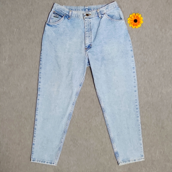 Vintage Wrangler Light Wash High Rise Tapered Leg Baggy Relaxed Mom Jeans - Picture 2 of 9